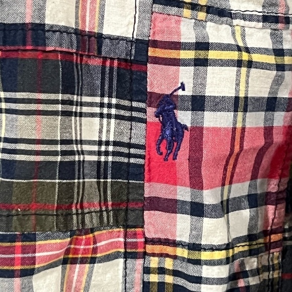 Polo Ralph Lauren Size M Madras Patchwork Thick Cotton Slim (Custom) Fit Shirt - Picture 5 of 6